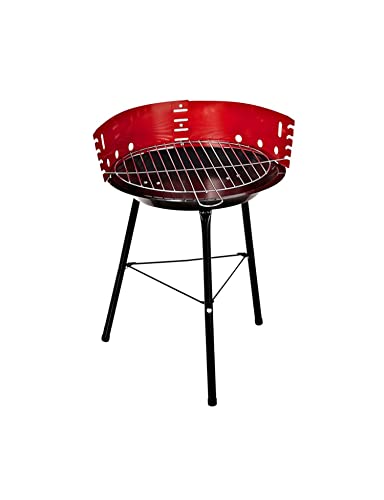 Barbacoa Redonda con 3 Patas Desmontable de Acero 36x36x52cm - Parrilla de Barbacoa de Carbón o Leña al Aire Libre, Camping y Picnic M1