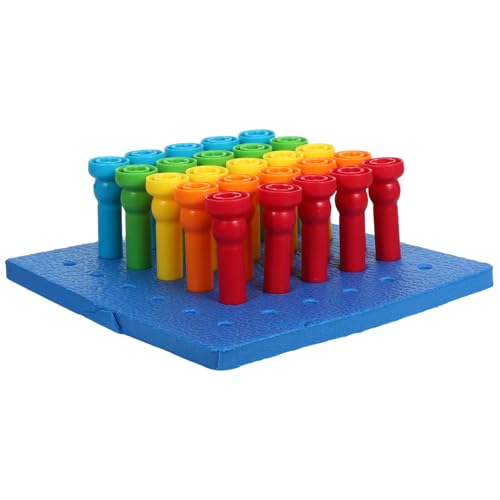 Abaodam Juego de Tablero de Clavijas para Pequeños, 25 Piezas de Clavijas de Hongo de Plástico Duradero, Juguete Educativo Sensorial para Desarrollo Motor Fino y Clasificación de Colores,