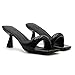 Women's Patent Leather One-Strap Low-Heeled Slip-On Fashion Sandals Sexy Square Open Toe Comfortable Mid-Heel Non-Slip Party Wedding Formal Mules (Black,7)