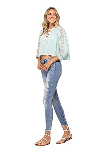 Judy Blue Women's Mid-Rise Destroyed Skinny Jeans2