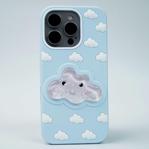 Image of Peeperly Back Cover Case for iPhone 15 Pro Scratch Resistant Anti-Slip TPU Shockproof Protective Durable Happy Clouds Smile Case for Girls & Women