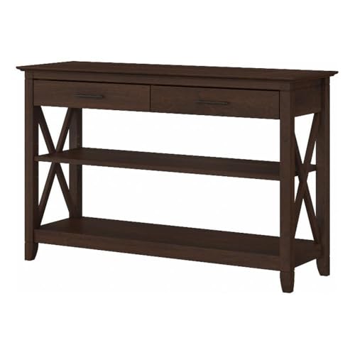 Bush Furniture Key West Console Table with Drawers and Shelves in Bing Cherry
