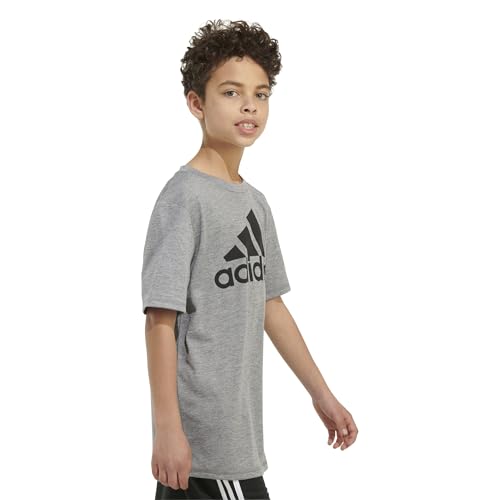 adidas Boys' Stay Dry Moisture-Wicking AEROREADY Short Sleeve T-Shirt, Dark Gray, 18-204