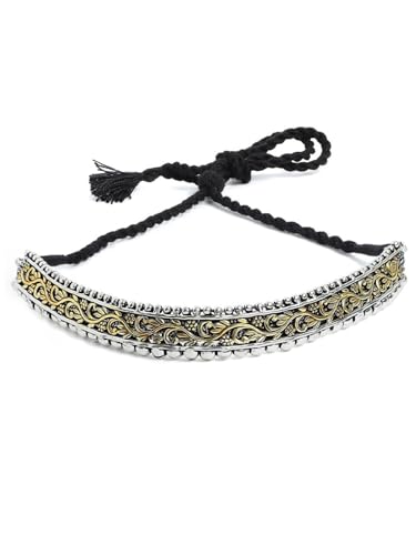 Image of Rubans Choker Necklace Oxidised Style Trendy Jewellery Gift for Women & Girls