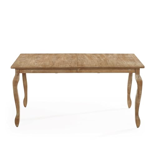 Image of Christopher Knight Home Bilas Extendable Dining Table Set for 6, Expandable Kitchen Table and Dining Chairs Set of 6, Rubberwood Dining Room Table Set for 6, Beige+Natural
