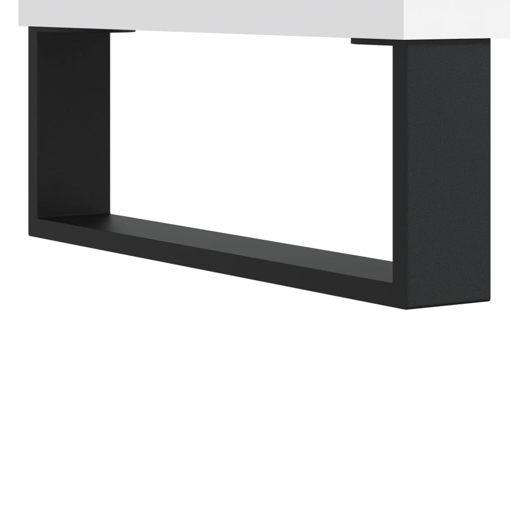 IKAYAA Mueble Tocadiscos, Mueble de Discos de Madera 84,5x38x89 cm, Tocadiscos de Vinilo Stand, Estanteria CD, Mueble para Vinilos, FF23E Blanco