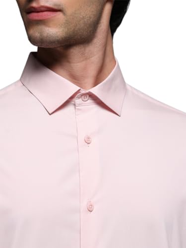 Image of Jack & Jones Men's Spread Collar Solid Cotton Slim Fit Casual Shirt