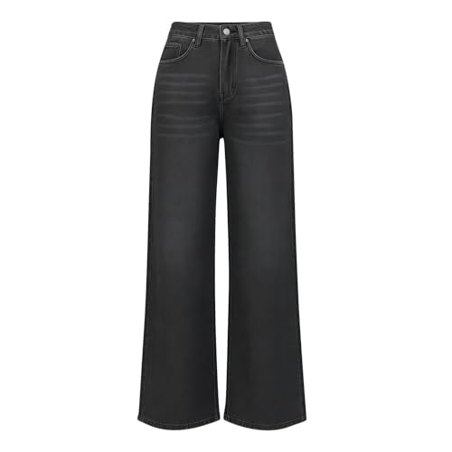 Pantalones vaqueros de pierna ancha vaqueros rectos mujer palazzo elegantes 6