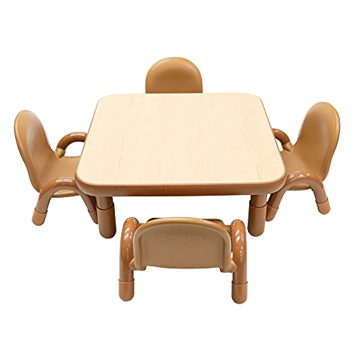 Children's Factory Angeles Baseline 30" Sq. Kids Table and Chairs Set, Homeschool/Playroom Toddler Furniture, Activity Table for Daycare/Classroom Learning, Nat., Natural Wood (AB74112NW5)
