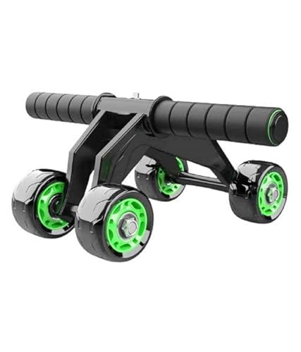 BLOXN 4 Wheel AB Wheel Roller - Abdominal fitness trainer and Stomach exercise machine with Knee Protection Pad - Home Gym Workout Exercise - Abdomen Muscle Training, 4 wheel ab roller BLACK