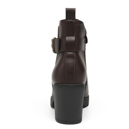 DECARSDZ Women's Ankle Boots Elastic Slip-On Chunky Heel Platform Fashion Booties Shoes4