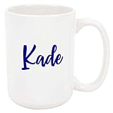 Kade Coffee Mug - Personalized Ceramic Cup with Name, Custom Mug, Customized Birthday/Christmas Gift, Holiday Present, Blue Text, 11 Oz