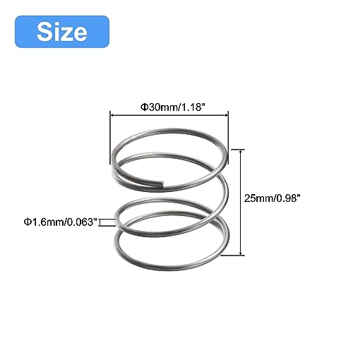 QUARKZMAN 5Stk Druckfeder 304 Edelstahl Druckfedern Feder Federn Zugfeder Zugfedern Spiralfeder Spiralfedern Sprungfeder Stahlfeder 30mm AD 1.6mm Draht Größe 25mm Frei Länge Silberton