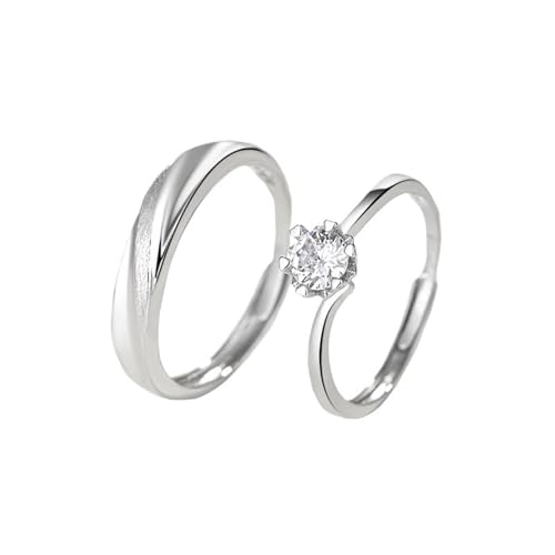 Bague réglable en argent avec zircone pour fiançailles et mariage quotidien