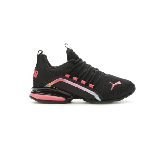 Image of PUMA Kids Boys Axelion Mesh Printed Fade Lace Up Sneakers Shoes Casual - Black, White