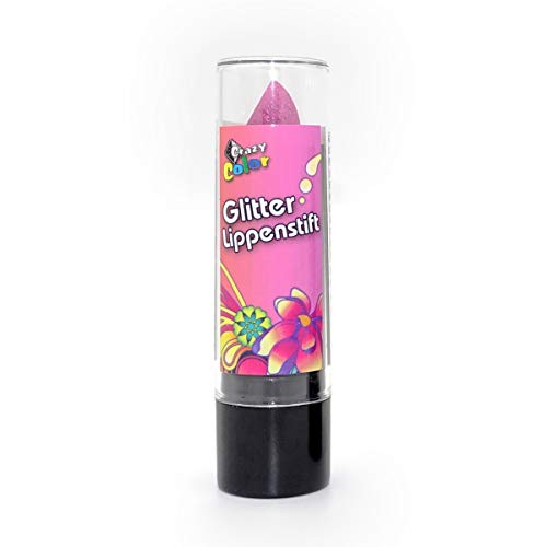 Crazy Color Glitter Lippenstift für die Karneval & Faschingsparty (Pink)