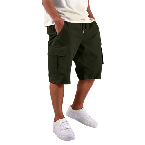 Pantalones Cortos Hombre Trabajo, Mens Algodon Bolsillos Montaña Trabajo Senderismo Pirata Short Trekking Verano Ropa Cortos Verano, Camuflaje Algodón Pantalones Cargo Hombre, L