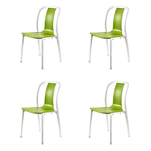 Image of Cello Cheer Chair (Green and White, Set of 4) | Strong and Durable | Easy to Clean | Chair for Living Room, Bed Room, Kitchen, Office Room, Outdoor | 3 Years Warranty