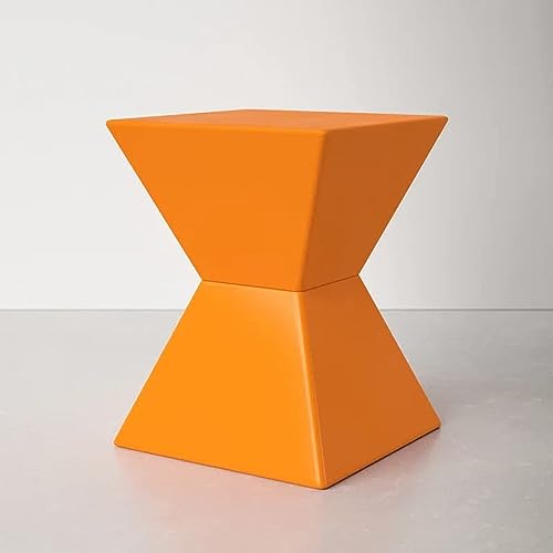 Image of Wooden Block Accent Side Table in Antique Wooden Design, Fully Assembled, End, Bedside Table and Nightstand, for The Living Room and Bedroom-Orange