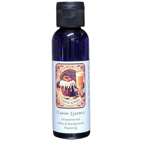 TOASTED ALMOND by Flavor Essence (Unsweetened, Natural Background Flavoring) 2 Oz.| In Beverages: coffee/tea, shakes/smoothies, bar drinks. In Foods: baking, doughs/batters, frostings, yogurt