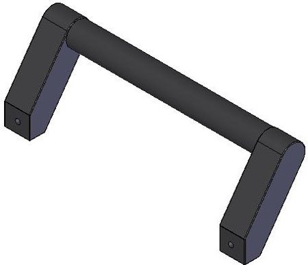 4 17/64 x 10.47 Lg, Steel Tube w/Black Plastic Coating, 35o Angle Bar Assembly, Emka Bridge Handle