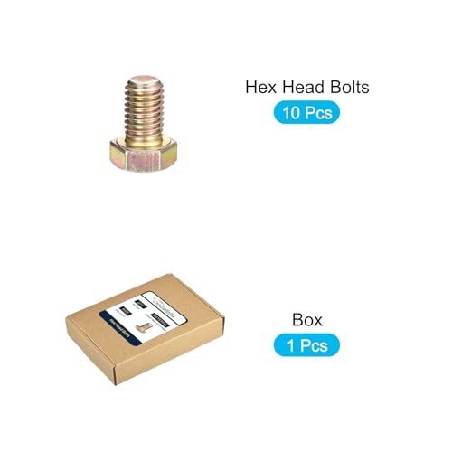 Image of METALLIXITY Hex Bolts (5 /8-11x1) 10Pcs, Carbon Steel Zinc Plated Fully Threaded, Coarse Thread UNC Hex Head Screw Bolt - for Furniture Repair, Yellow