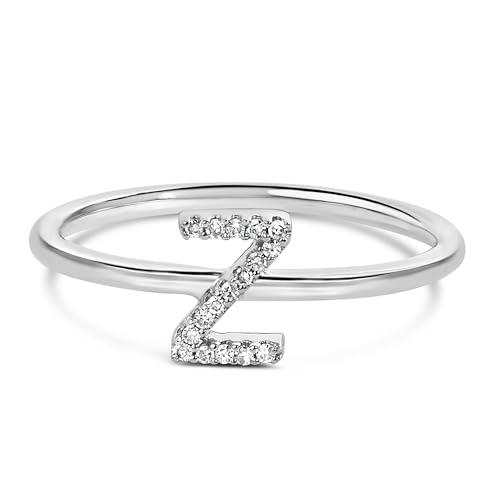 10K White Gold Diamond Accent Initial "Z" Ring - Size 7