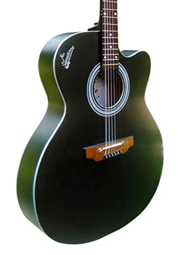 Image of Signature NM Black Matt Rosewood Fretboard Acoustic Guitar With Bag,Strap,1 Set of Extra Strings and 2 Picks