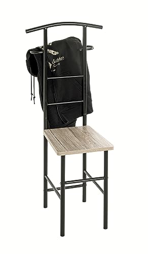 HAKU Möbel Herrendiener Eiche San Remo, schwarz, MDF, Metall - Maße: B 46 cm x H 109 cm x T 46 cm, Style: Modern