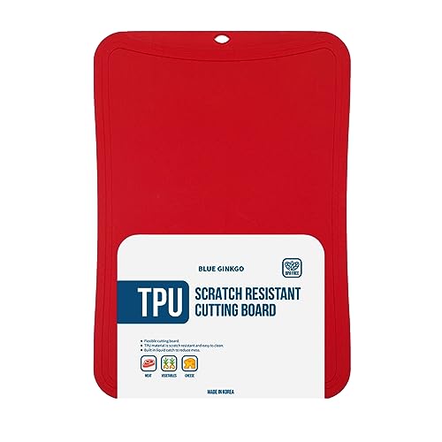 Blue Ginkgo TPU Tabla de Cortar Mediana, Hecha en Corea, Roja | Flexible y Duradera