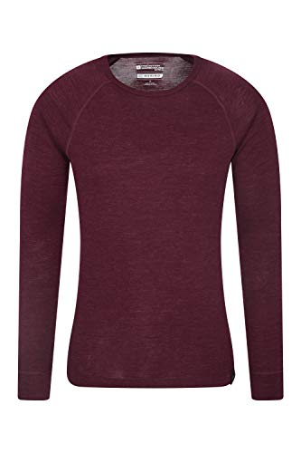Mountain Warehouse Merino Mens Baselayer Top - Fast Dry T-Shirt Burgundy Medium