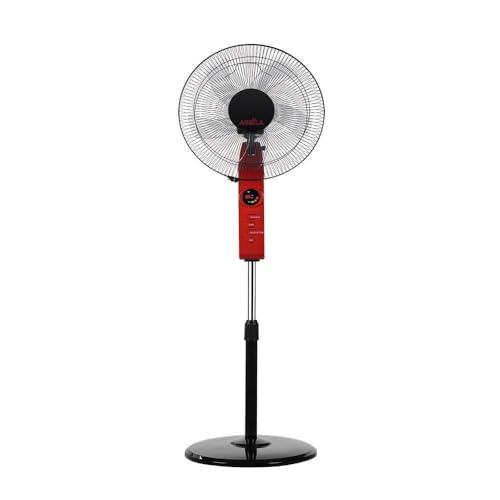 VoltShine Ventilador de pie oscilante 3 velocidades, 45W, 5 aspas, temporizador, control remoto, ideal para enfriar espacios y mejorar la circulación del aire.