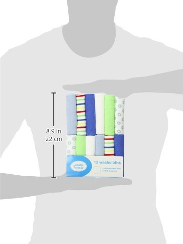 Image of Luvable Friends Unisex Baby Cotton Rich Washcloths, Blue Stripe, One Size