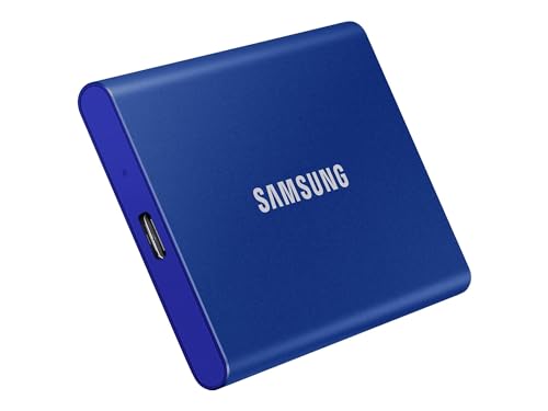 Image of Samsung T7 500GB Up to 1,050MB /s USB 3.2 Gen 2 (10Gbps, Type-C) External Solid State Drive (Portable SSD) Blue (MU-PC500H)