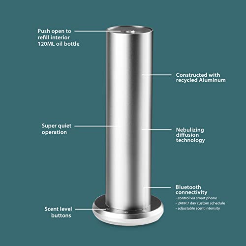 Homnas Scent Air Machine With Cold Air Technology For Home, Bluetooth Waterless Essential Oil Diffuser For Oils, Nebulizing Diffusion System Aromatherapy Diffuser For For Spa, Home, Office Silver #TOP2