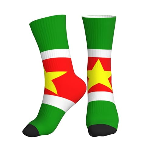 JDNFDR Chaussettes de bureau, chaussettes de sport unisexes avec drapeau du Suriname, chaussettes de travail douces pour le basket-ball, la course à pied