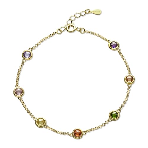 Bracelet arc-en-ciel femme namana en argent 925 plaqué or avec breloques pierres colorées