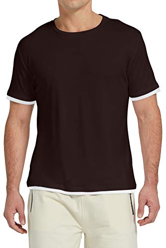 AIYINO Mens Short Sleeve Lightweight Athletic Soft T-Shirt Novelty Summer Casual Workout Sportstyle Crew Neck Shirts- M Brown