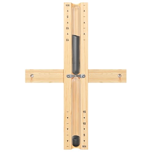 15 Minute Sauna Timer, Wooden Hourglass for Sauna, Reloj De Arena, Heat Resistant Sand Clock Hour Glass Timer for SPA Room (Black)
