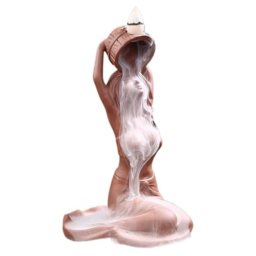 Brucia incenso a cascata - Brucia coni di incenso a riflusso, porta incenso a cascata | Bruciatore di incenso a di donna che fa il bagno, ornamento per aromaterapia, statua in resina per la deco