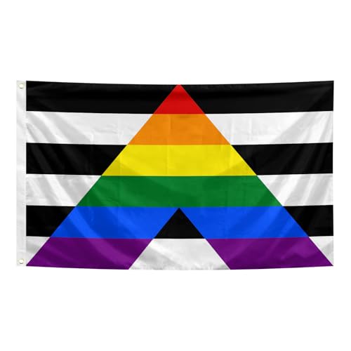 Gay Straight Ally Pride Flag 3x5 Feet With 2 Brass Washers Outdoor Double Sided Gay Progress Pride Garden Yard Lawn Outdoor Rainbow Flag(Proud Rainbow Flag)
