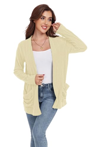 Image of GRECERELLE Womens Long Sleeve Lightweight Open Front V-Neck Casual Cardigan Sweaters Outerwear with Pockets 2025, S-2XL