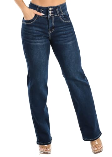Image of Moda Xpress Women's Butt Lifting High Waisted Bootcut Jeans - Stretchy, Comfortable Flare Jeans in Junior Size Vintage Style