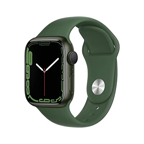 Apple Watch Series 7 (GPS, 41 mm) - Boîtier en Aluminium Vert avec Bracelet Sport trèfle (Vert foncé), Standard (Reconditionné)