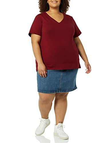 Image of Amazon Essentials Women's Plus Size Short-Sleeve V-Neck T-Shirt