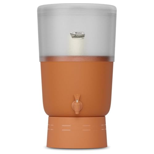 Filtro de Barro Advance Plus Stéfani 4 Litros | Reservatório Transparente + Base Cerâmica | Vela Esterilizante Classe A + Boia Smart + Torneira Clic Marrom