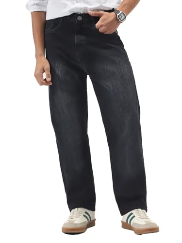 Image of Urbano Fashion Men's Loose Baggy Fit Washed Denim Jeans Non-Stretchable