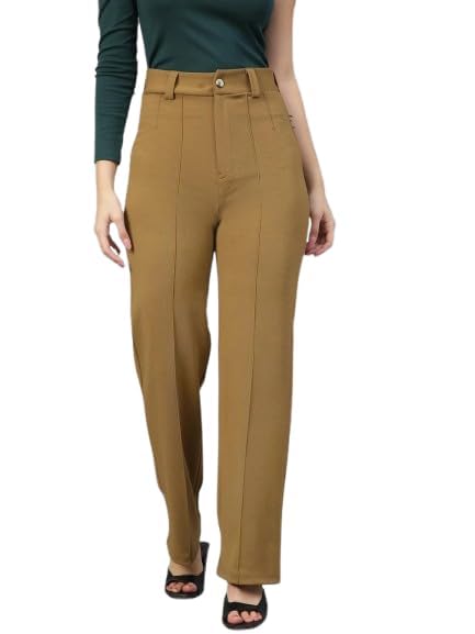 not9 Women’s Cotton Blend Bootcut Parallel Pants | Regular Fit Bell Bottom Straight Trousers for Women | Casual Office Wear Flared Pants-picture-55