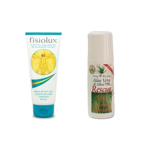 Crema Fisiolux Para Masaje Deportivo Y Recuperación Muscular 200 Ml Alivio en Golpes Inflamación Artrosis Artritis Tendinitis + Roll On Rescue Gel Aloe Vera de Regalo