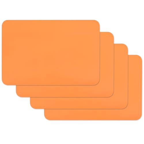 Venilia Set de Table Uni Orange 4 Pièces 45 x 30 cm, Rectangulaire, Plastique Alimentaire, Surface Lisse Facile à Nettoyer, Protection Table, 59040